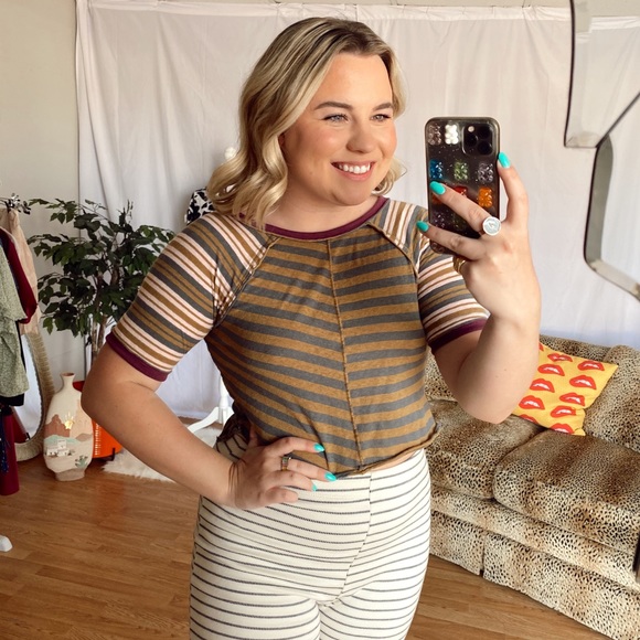 Free People Tops - free people cropped striped tee shirt
